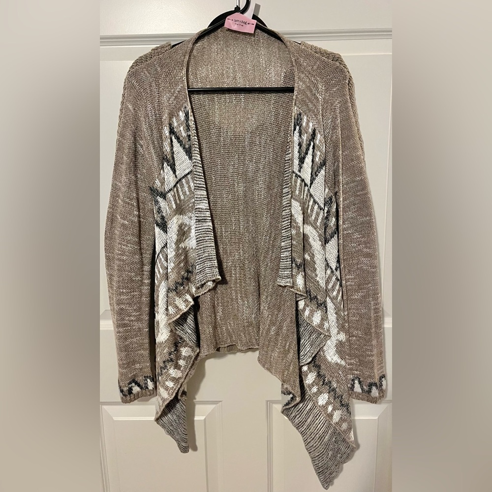 Sweet and Sinful Aztec Beige Patterned Cardigan
